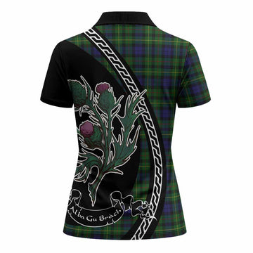 Rollo Family Crest Tartan Women Polo Shirt Alba Thistle Inspired