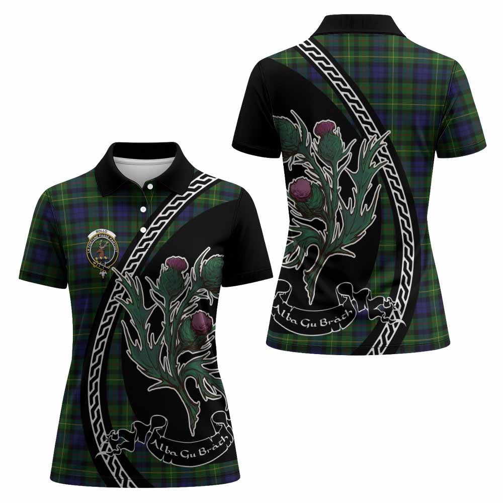 Rollo Family Crest Tartan Women Polo Shirt Alba Thistle Inspired - Tartan Vibes Clothing
