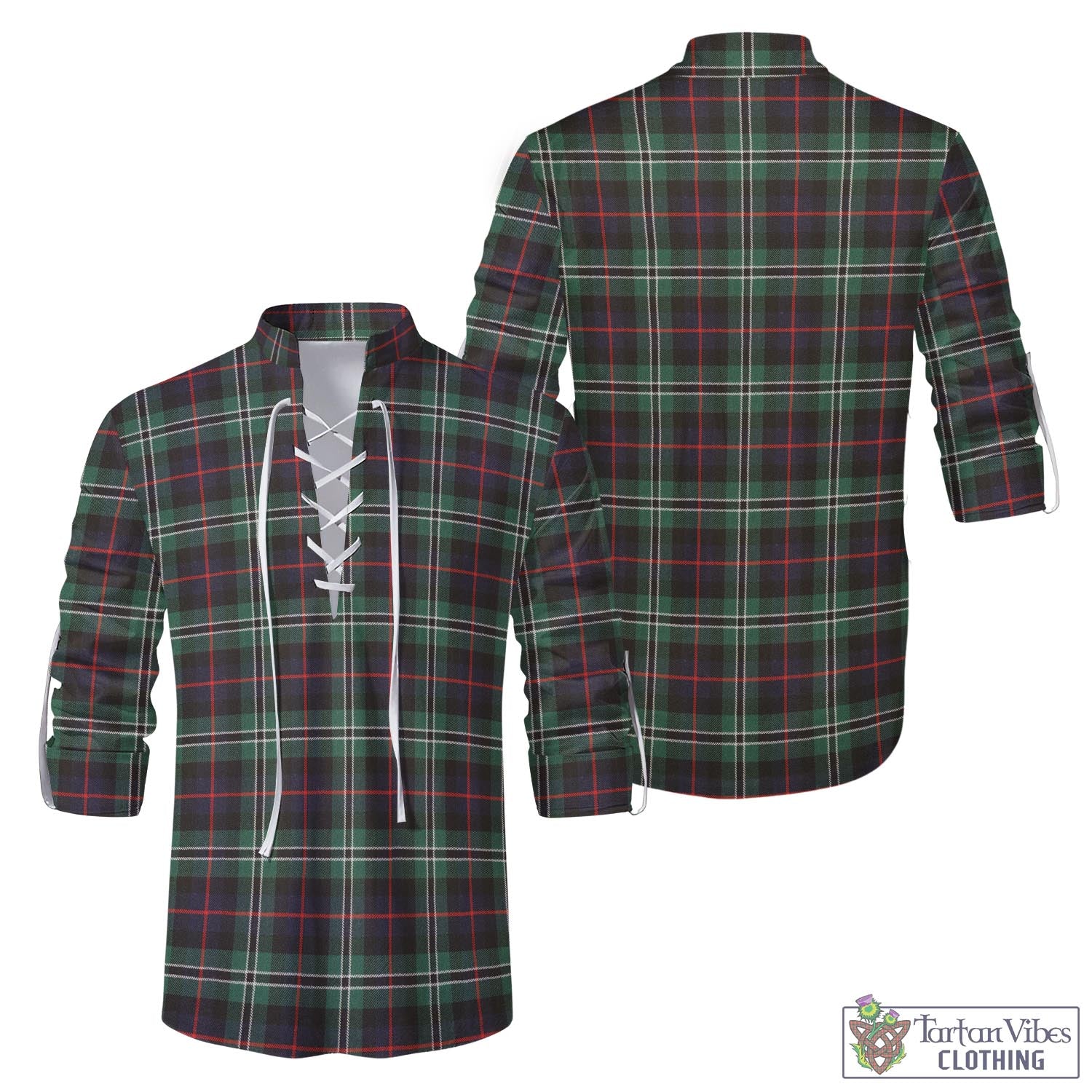 Tartan Vibes Clothing Rollo Hunting Tartan Men's Scottish Traditional Jacobite Ghillie Kilt Shirt