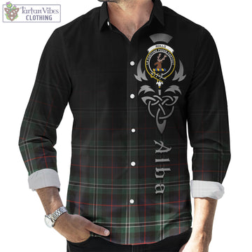Rollo Hunting Tartan Long Sleeve Button Up Featuring Alba Gu Brath Family Crest Celtic Inspired