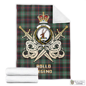 Rollo Hunting Tartan Blanket with Clan Crest and the Golden Sword of Courageous Legacy