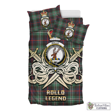 Rollo Hunting Tartan Bedding Set with Clan Crest and the Golden Sword of Courageous Legacy