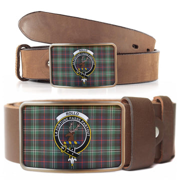 Rollo Hunting Tartan Belt Buckles with Family Crest