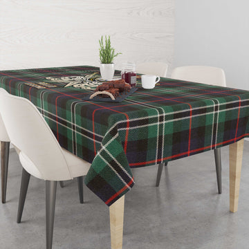 Rollo Hunting Tartan Tablecloth with Clan Crest and the Golden Sword of Courageous Legacy