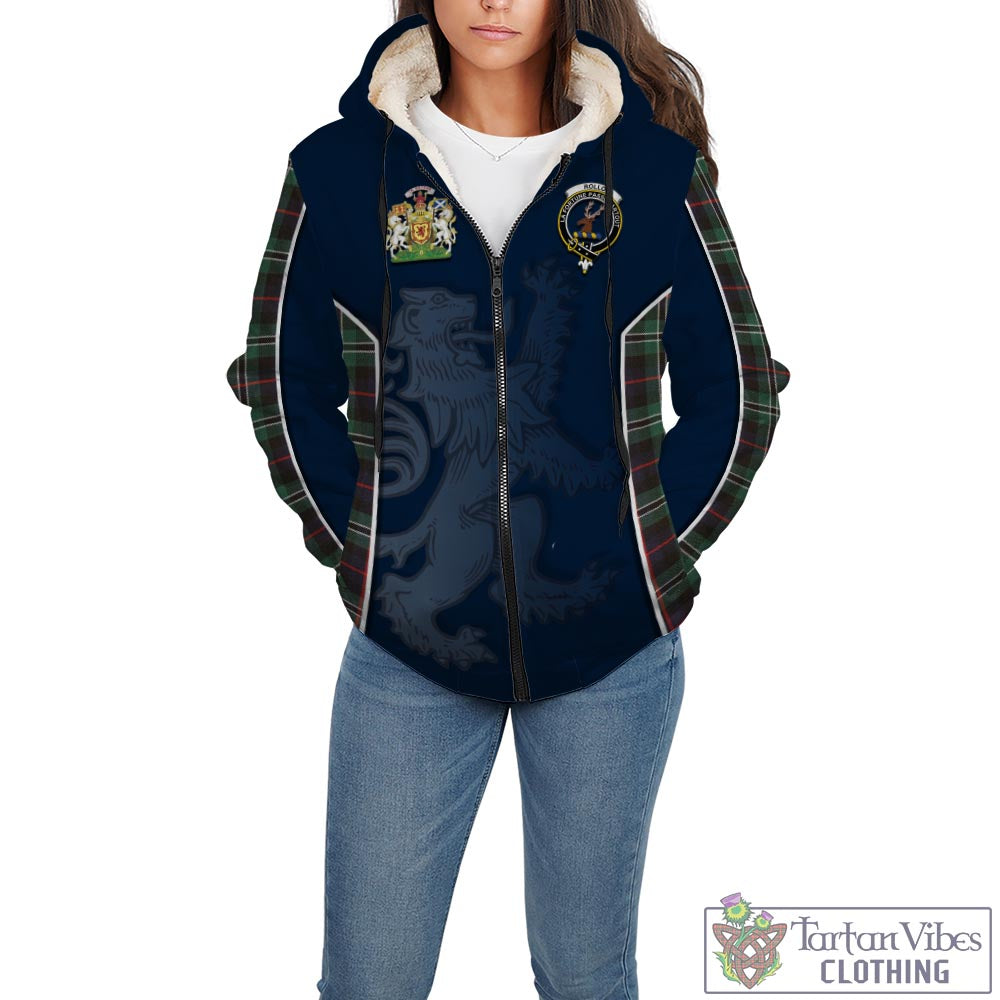 Tartan Vibes Clothing Rollo Hunting Tartan Sherpa Hoodie with Family Crest and Lion Rampant Vibes Sport Style