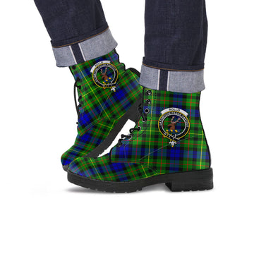 Rollo Modern Tartan Leather Boots with Family Crest