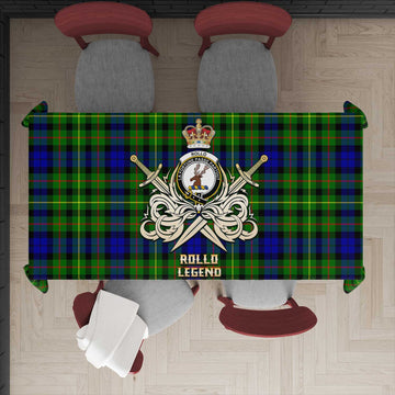 Rollo Modern Tartan Tablecloth with Clan Crest and the Golden Sword of Courageous Legacy