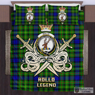 Rollo Modern Tartan Bedding Set with Clan Crest and the Golden Sword of Courageous Legacy