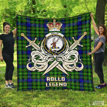 Rollo Modern Tartan Quilt with Clan Crest and the Golden Sword of Courageous Legacy