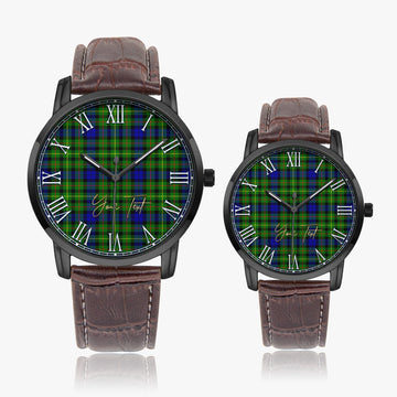 Rollo Modern Tartan Personalized Your Text Leather Trap Quartz Watch