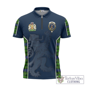 Rollo Modern Tartan Zipper Polo Shirt with Family Crest and Lion Rampant Vibes Sport Style
