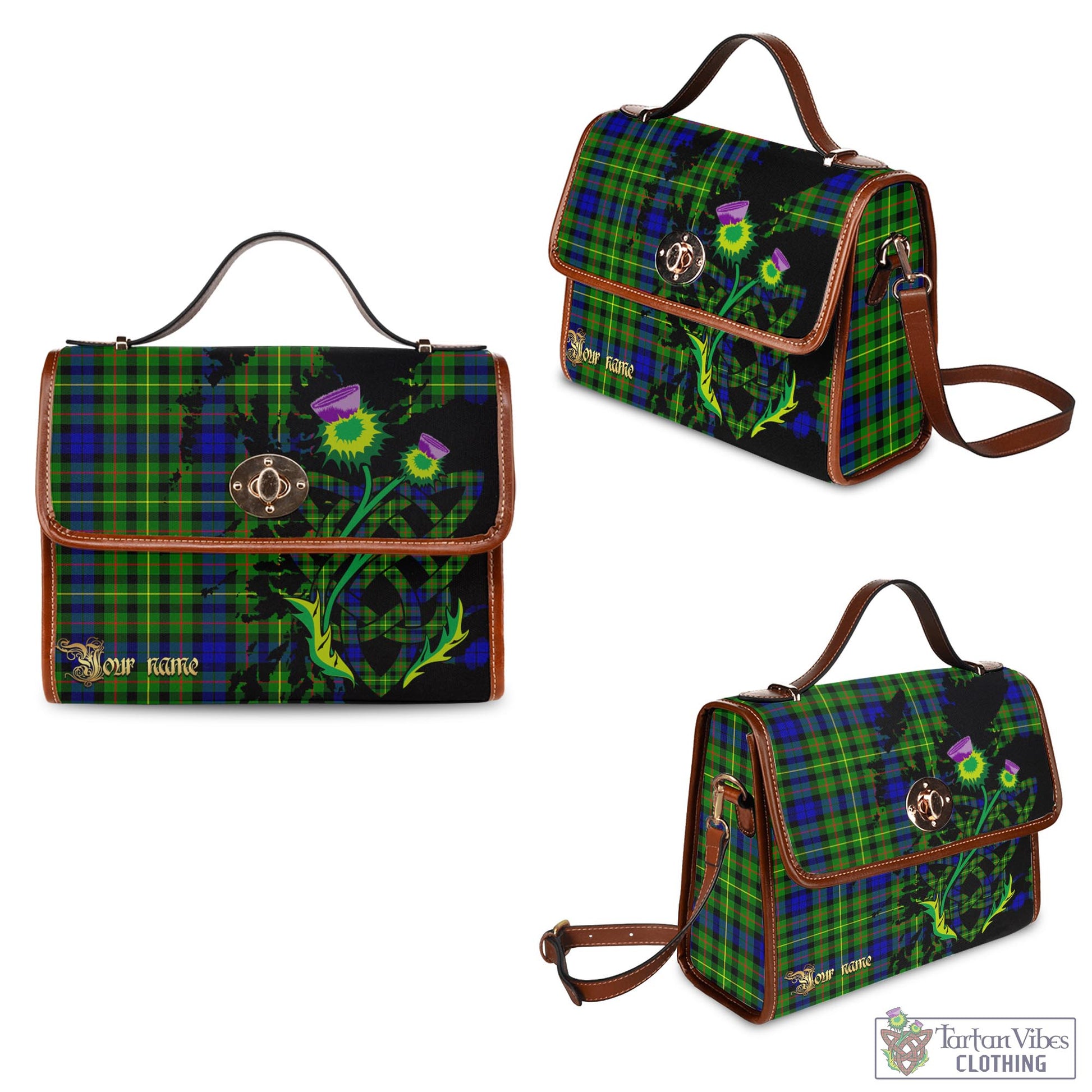 Tartan Vibes Clothing Rollo Modern Tartan Waterproof Canvas Bag with Scotland Map and Thistle Celtic Accents