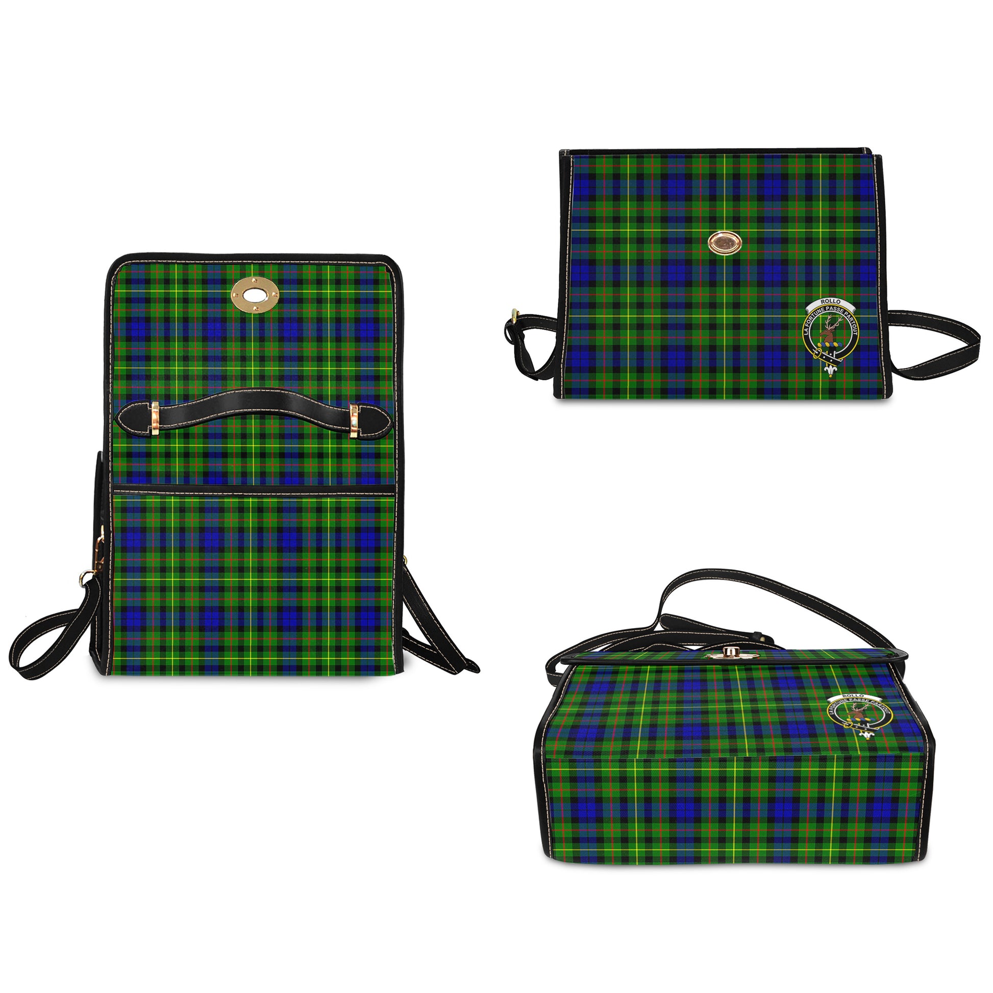 rollo-modern-tartan-leather-strap-waterproof-canvas-bag-with-family-crest