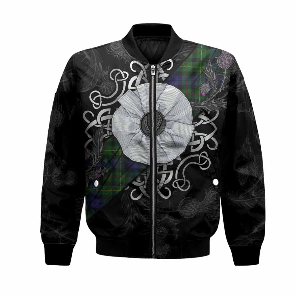 Rollo Tartan Bomber Jacket Jacobite White Rose Unisex Black - Tartan Vibes Clothing