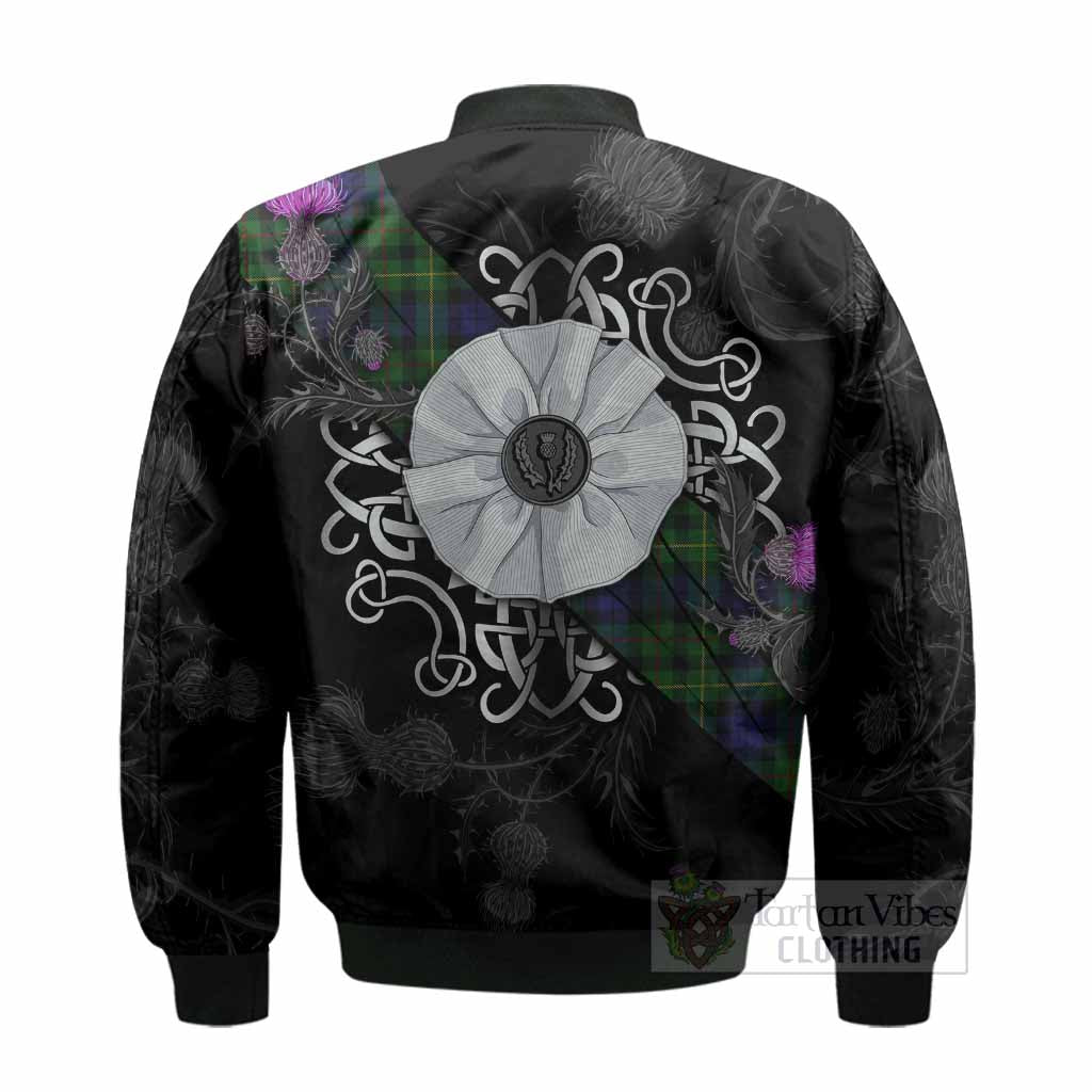 Rollo Tartan Bomber Jacket Jacobite White Rose - Tartan Vibes Clothing
