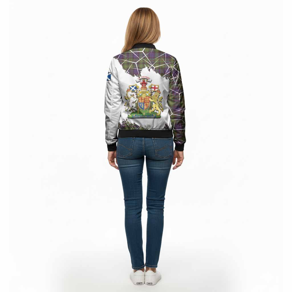 Rollo Tartan Bomber Jacket with Family Crest and Lion Rampant Grunge Style