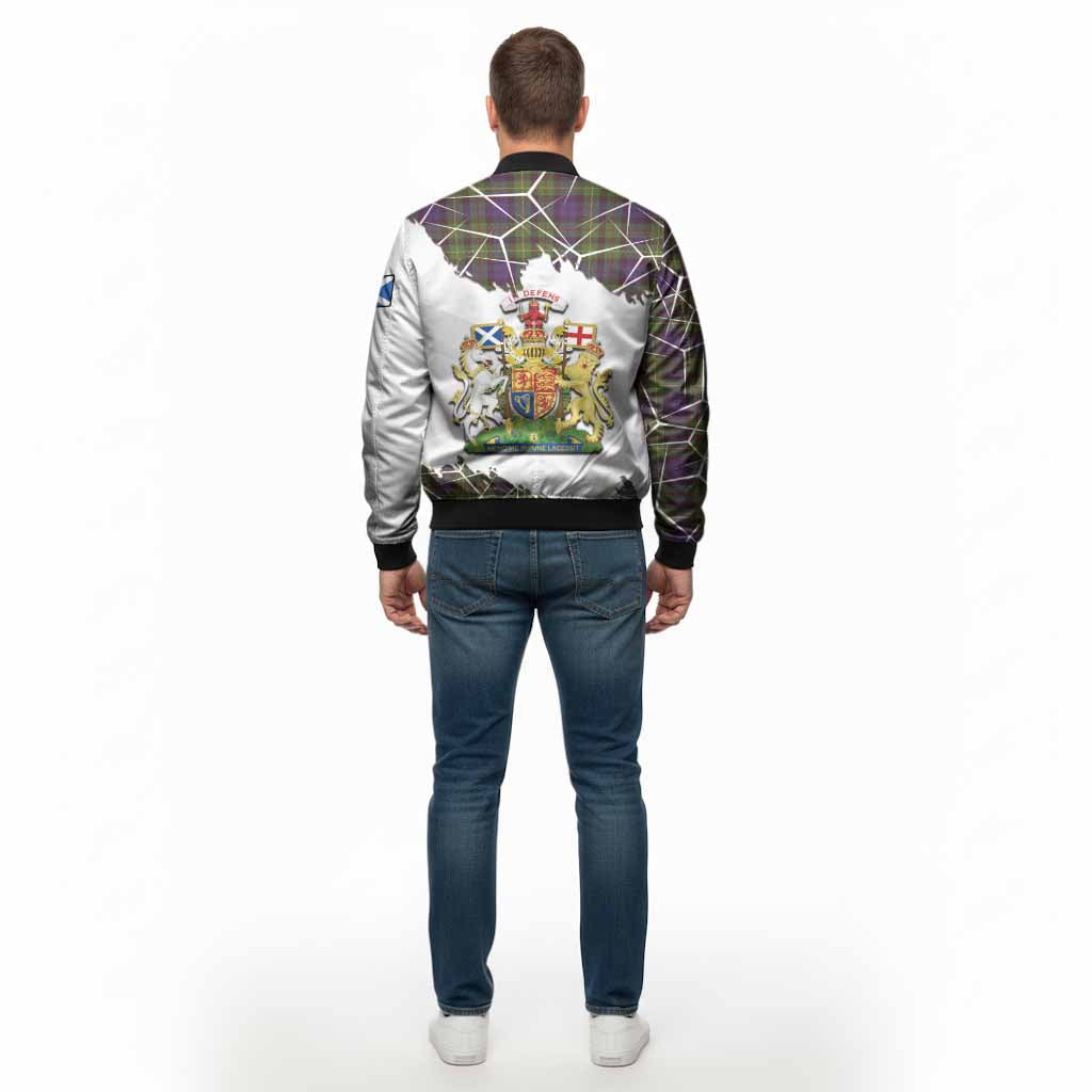 Rollo Tartan Bomber Jacket with Family Crest and Lion Rampant Grunge Style