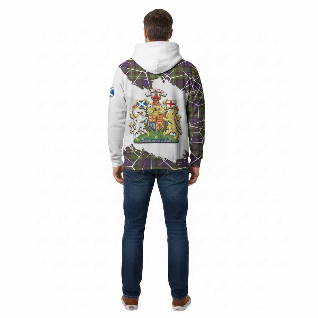 Rollo Tartan Cotton Hoodie with Family Crest and Lion Rampant Grunge Style