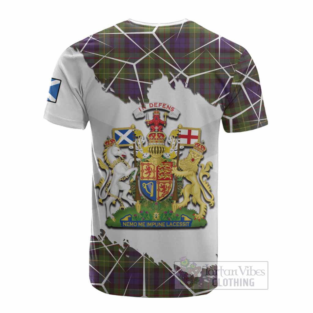 Rollo Tartan Cotton T-shirt with Family Crest and Lion Rampant Grunge Style