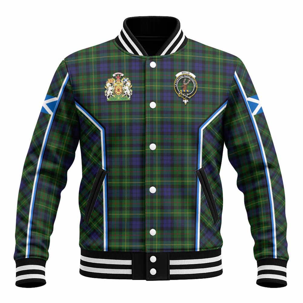 Rollo Tartan Crest Baseball Jacket Scotland Coat of Arm Flag Style - Tartan Vibes Clothing