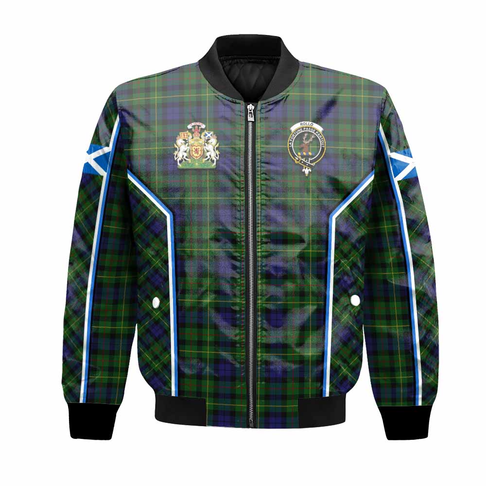 Rollo Tartan Crest Bomber Jacket Scotland Coat of Arm Flag Style - Tartan Vibes Clothing