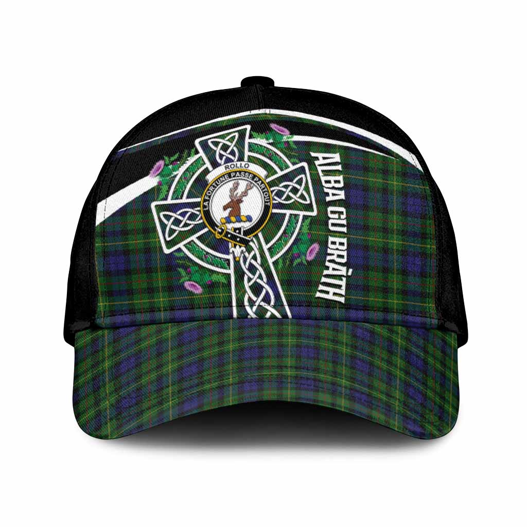 Rollo Tartan Crest Classic Cap Scottish Thistle Celtic Cross Alba Gu Brath