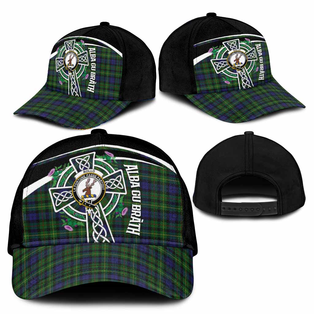 Rollo Tartan Crest Classic Cap Scottish Thistle Celtic Cross Alba Gu Brath