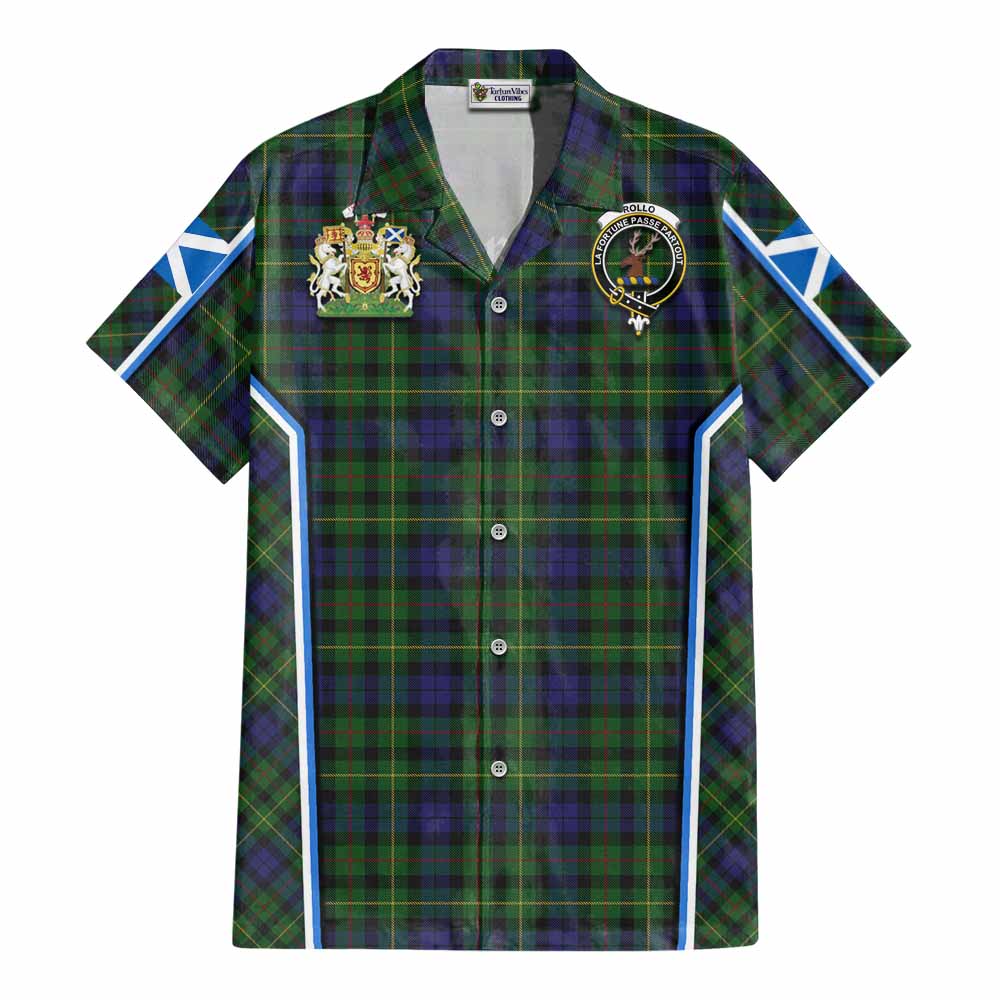 Rollo Tartan Crest Cotton Hawaiian Shirt Scotland Coat of Arm Flag Style - Tartan Vibes Clothing