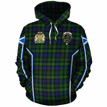 Rollo Tartan Crest Cotton Hoodie Scotland Coat of Arm Flag Style