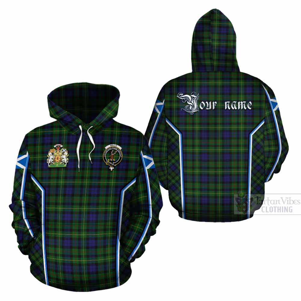 Rollo Tartan Crest Cotton Hoodie Scotland Coat of Arm Flag Style - Tartan Vibes Clothing