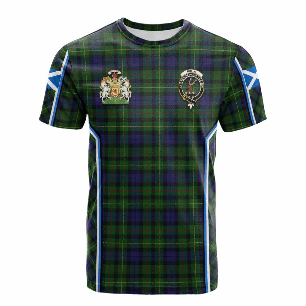 Rollo Tartan Crest Cotton T-shirt Scotland Coat of Arm Flag Style - Tartan Vibes Clothing