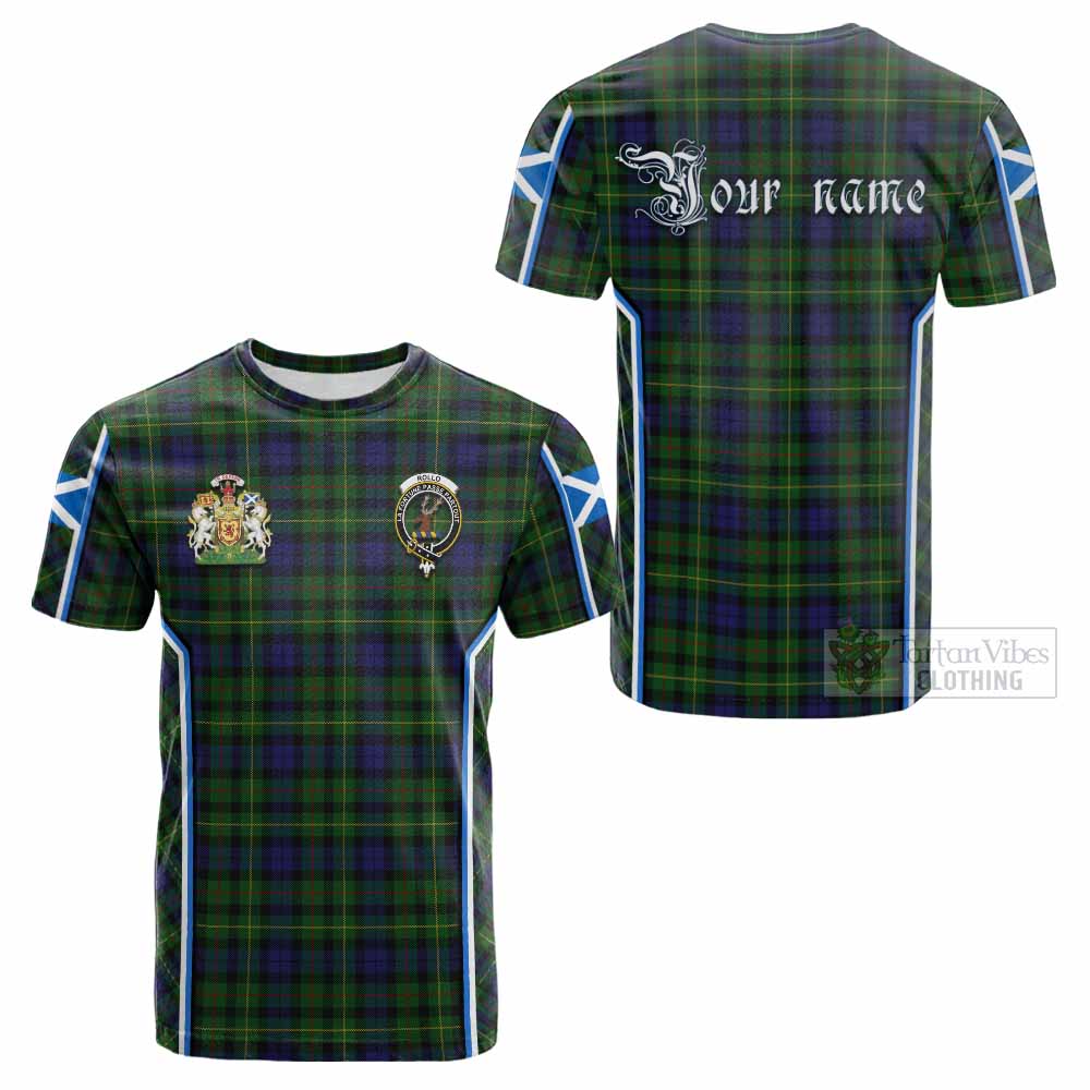 Rollo Tartan Crest Cotton T-shirt Scotland Coat of Arm Flag Style - Tartan Vibes Clothing