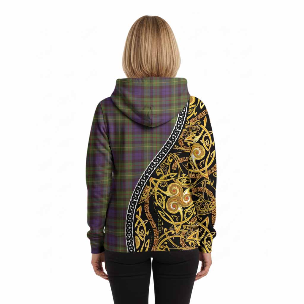 Rollo Tartan Crest Hoodie Celtic Knot and Triple Trickle Spiral Symbols