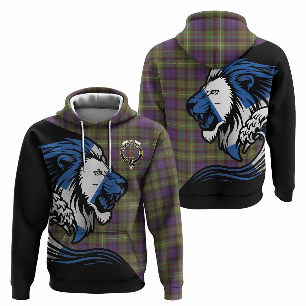 Rollo Tartan Crest Hoodie Scottish Golden Lions Wave Flow