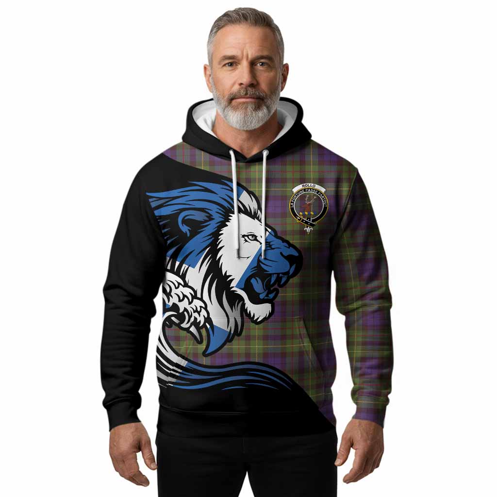 Rollo Tartan Crest Hoodie Scottish Golden Lions Wave Flow