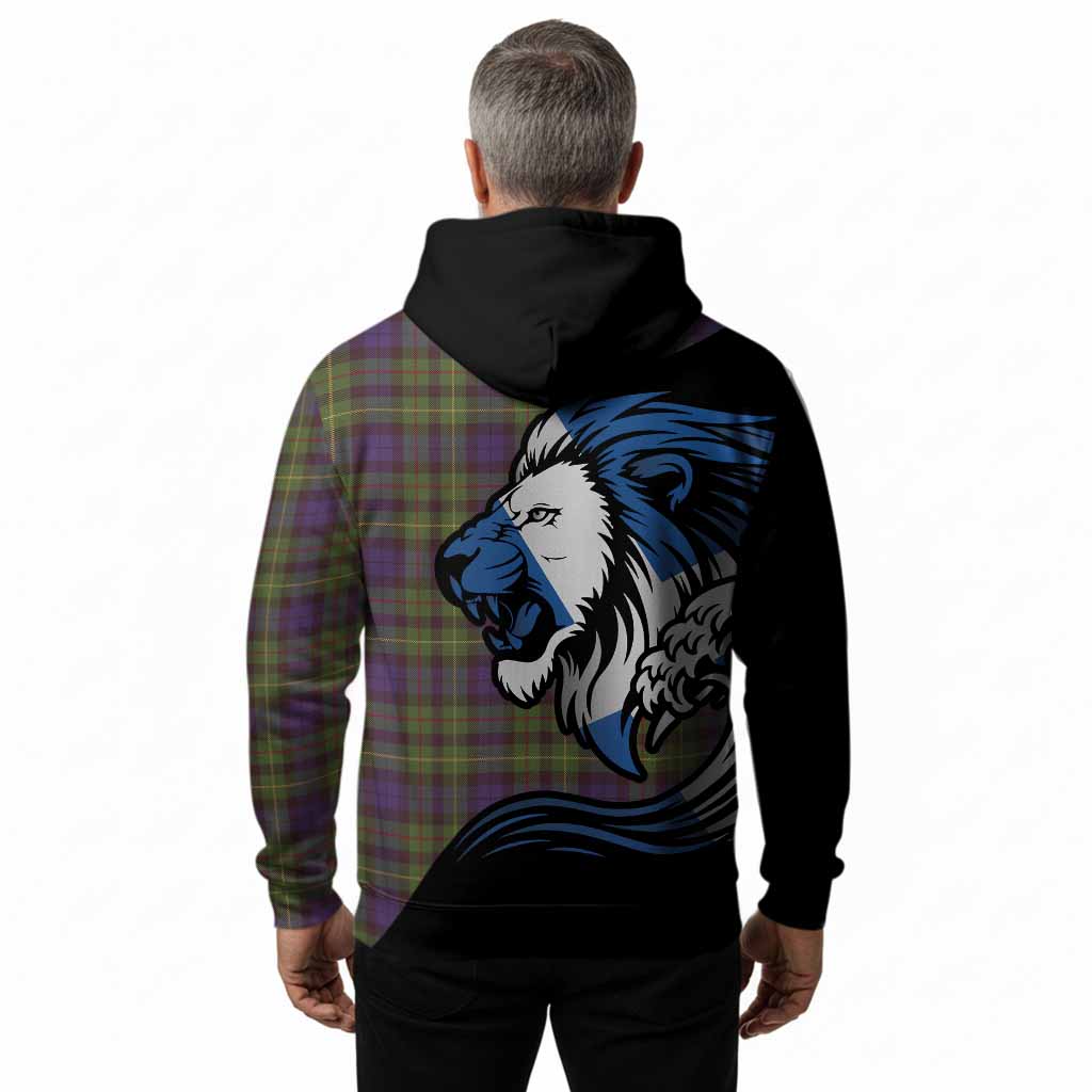 Rollo Tartan Crest Hoodie Scottish Golden Lions Wave Flow