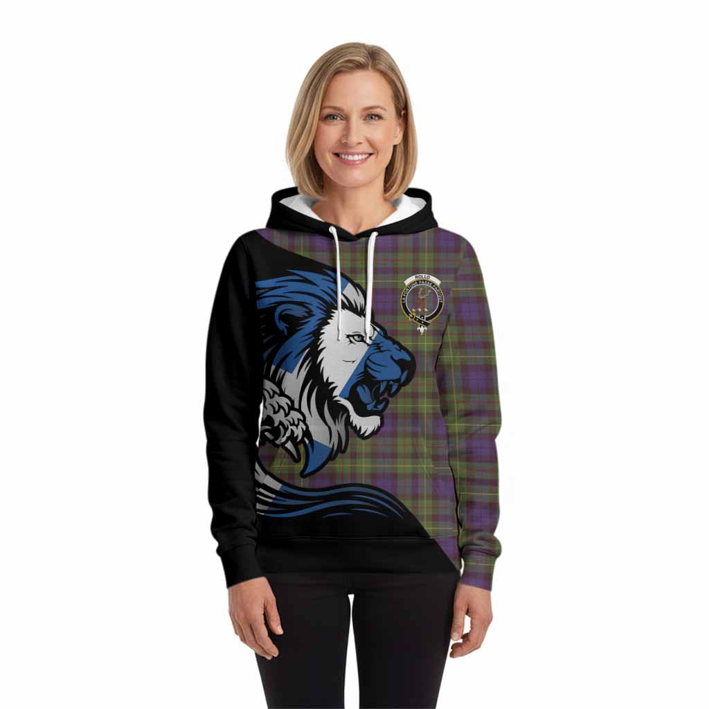 Rollo Tartan Crest Hoodie Scottish Golden Lions Wave Flow