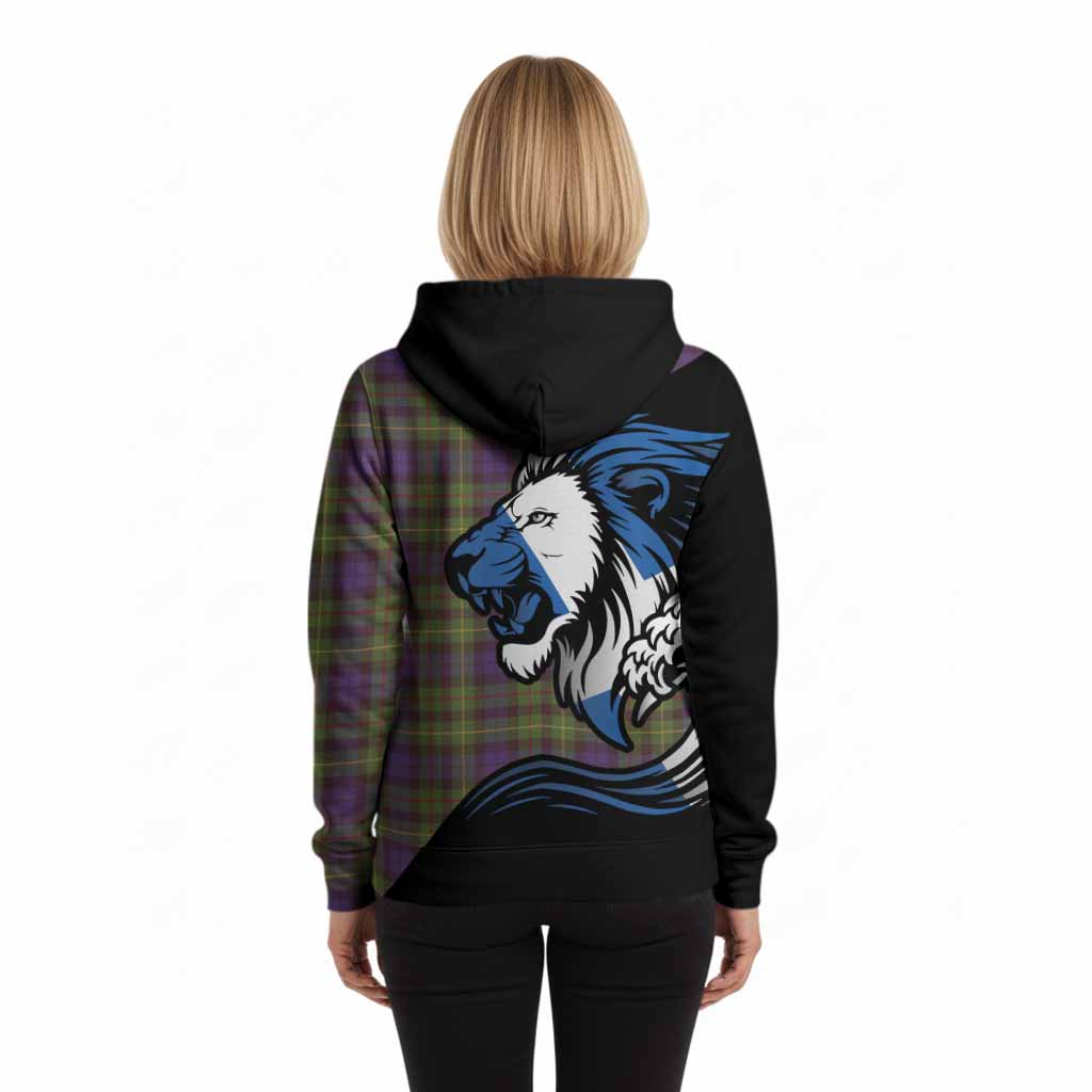 Rollo Tartan Crest Hoodie Scottish Golden Lions Wave Flow