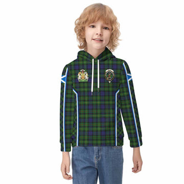 Rollo Tartan Crest Kid Hoodie Scotland Coat of Arm Flag Style