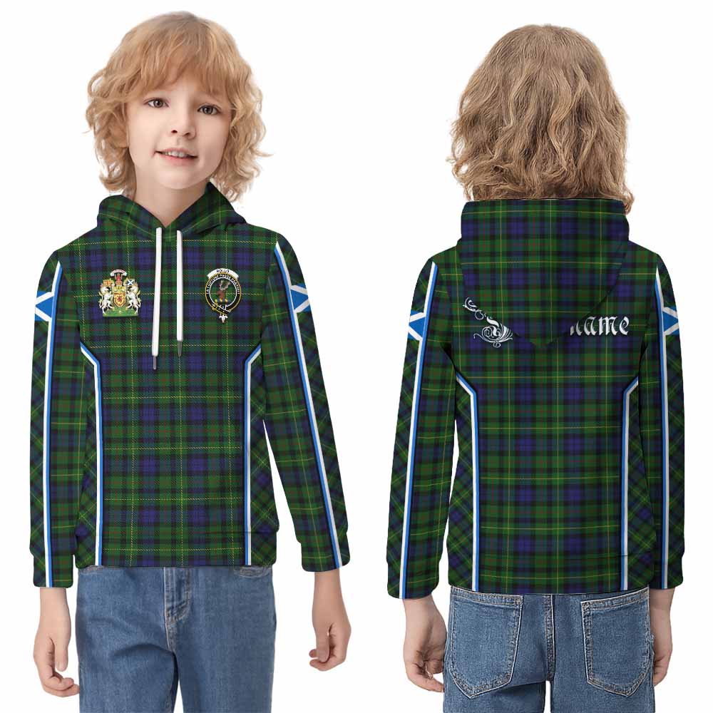 Rollo Tartan Crest Kid Hoodie Scotland Coat of Arm Flag Style - Tartan Vibes Clothing