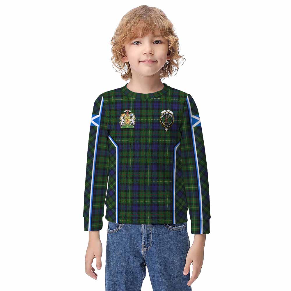 Rollo Tartan Crest Kid Knitted Sweatshirt Scotland Coat of Arm Flag Style - Tartan Vibes Clothing