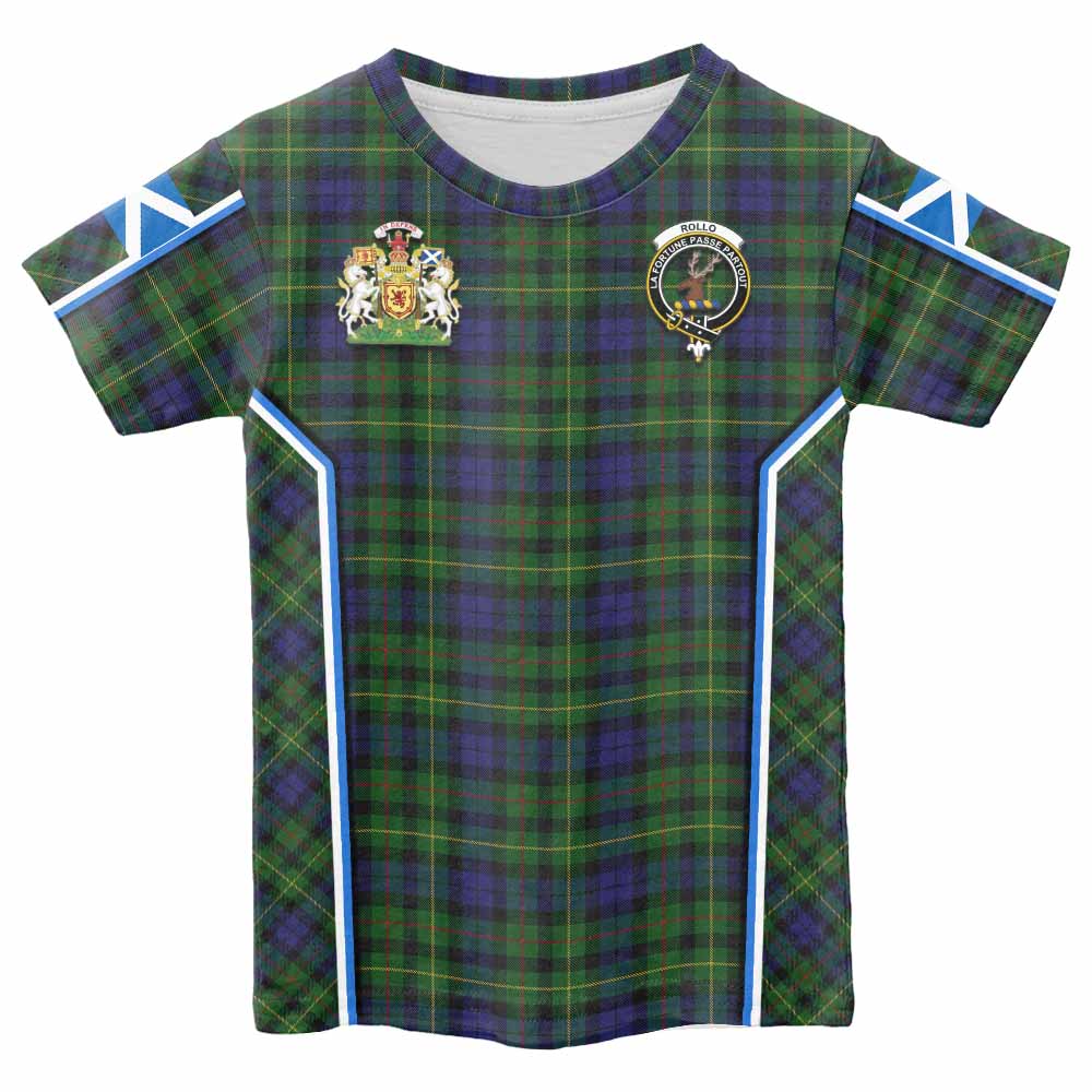 Rollo Tartan Crest Kid T-shirt Scotland Coat of Arm Flag Style - Tartan Vibes Clothing