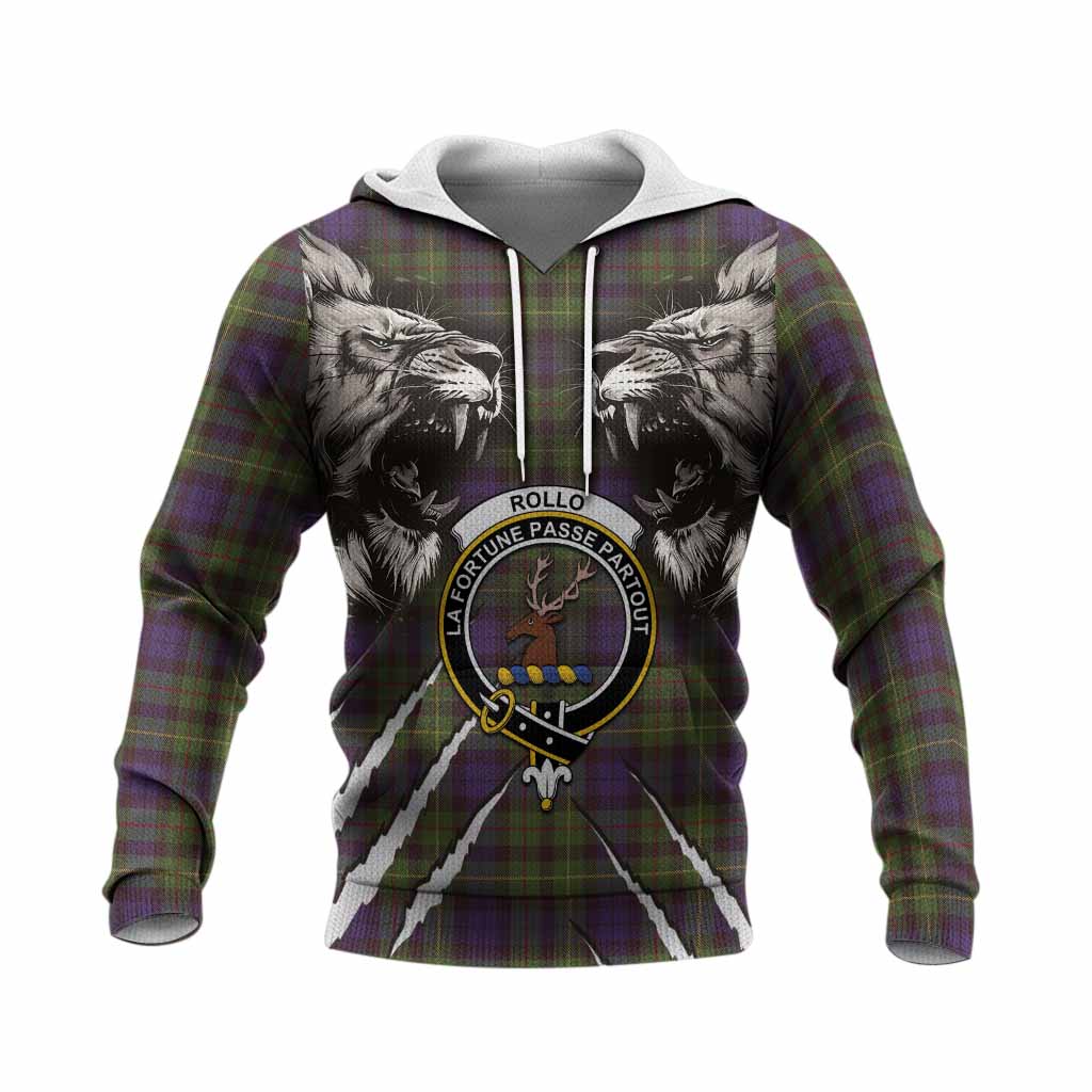 Rollo Tartan Crest Knitted Hoodie Ferocious Lion Style