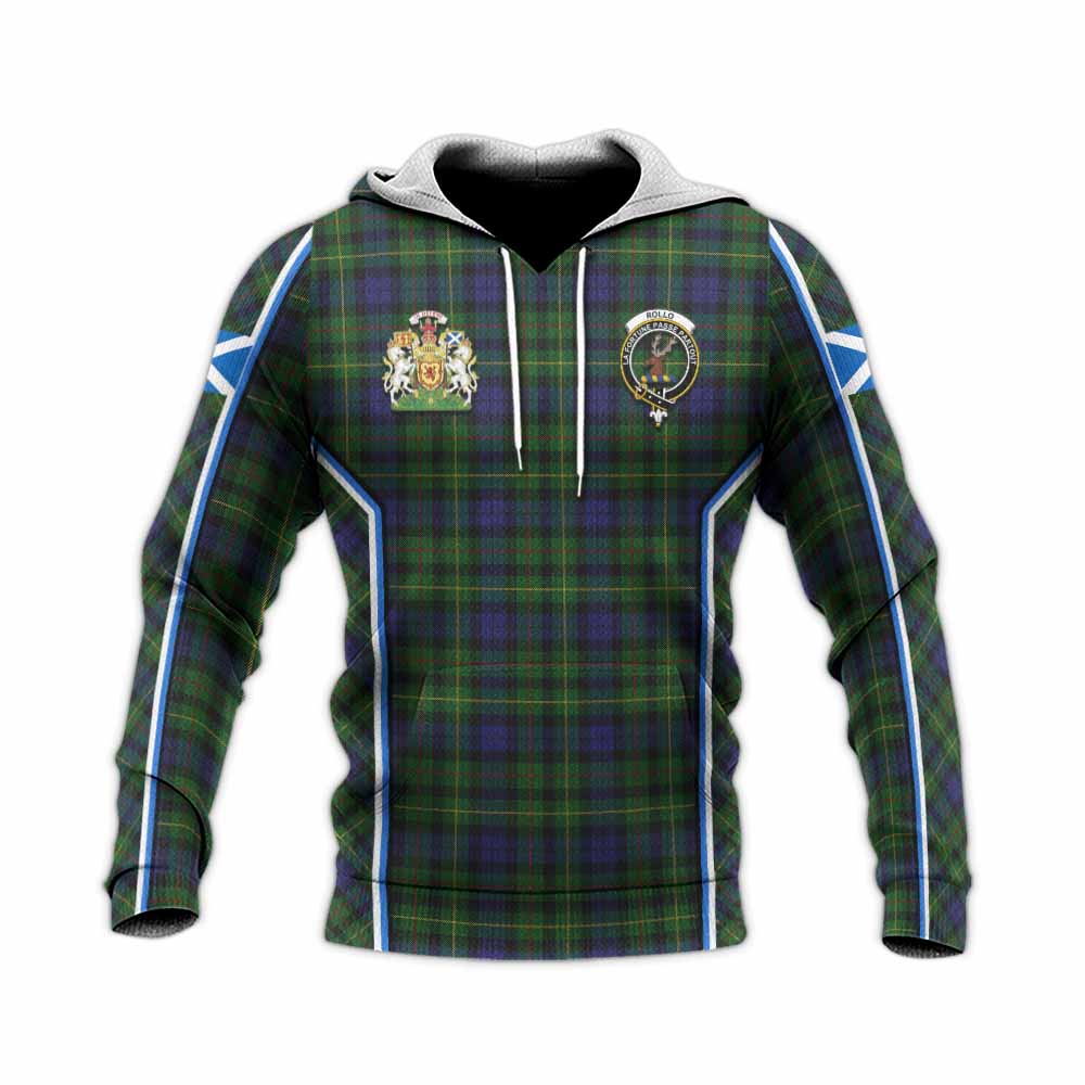 Rollo Tartan Crest Knitted Hoodie Scotland Coat of Arm Flag Style - Tartan Vibes Clothing