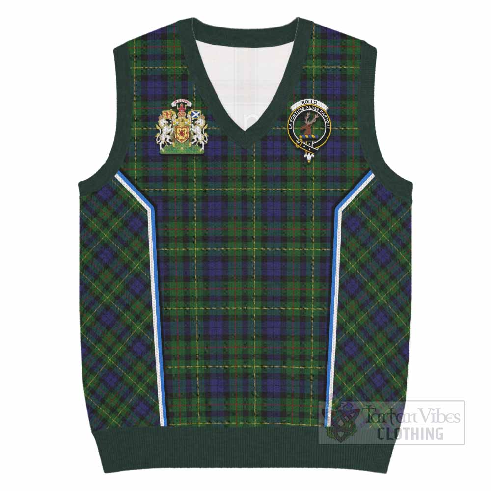 Rollo Tartan Crest Knitted V-Neck Vest Scotland Coat of Arm Flag Style - Tartan Vibes Clothing