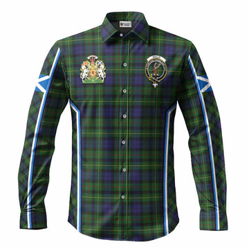 Rollo Tartan Crest Long Sleeve Button Shirts Scotland Coat of Arm Flag Style