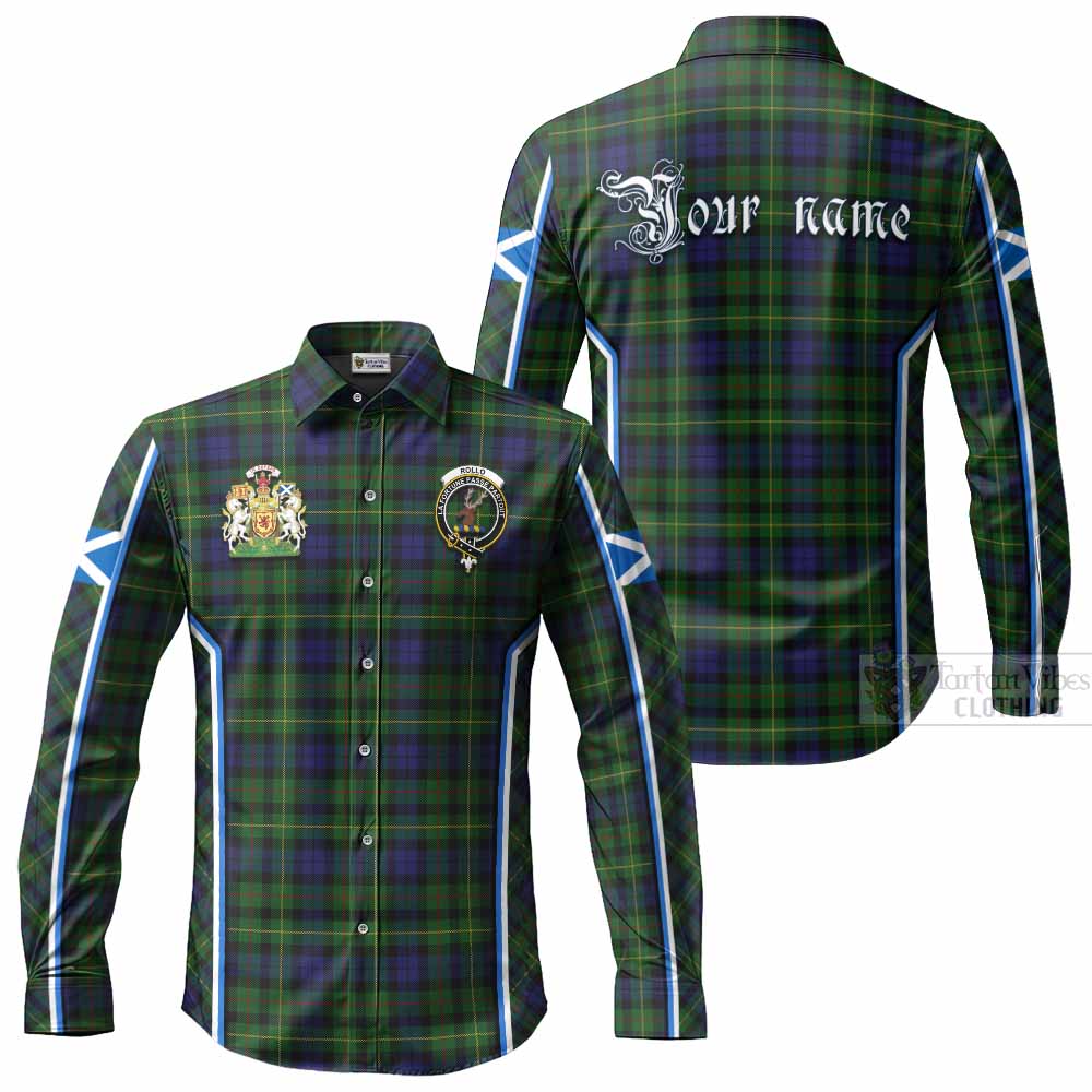 Rollo Tartan Crest Long Sleeve Button Shirts Scotland Coat of Arm Flag Style - Tartan Vibes Clothing