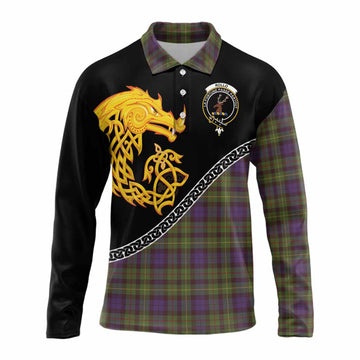 Rollo Tartan Crest Long Sleeve Polo Shirt Legendary Dragon Knot Half Style