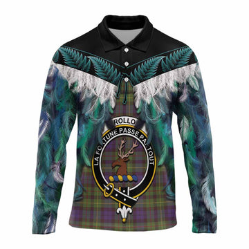 Rollo Tartan Crest Long Sleeve Polo Shirt New Zealand Maori Korowai Cloak