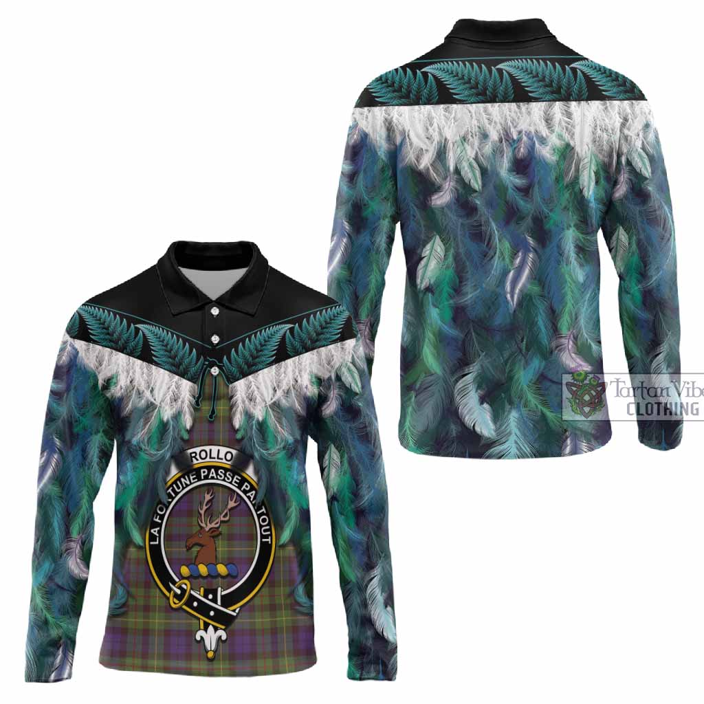 Rollo Tartan Crest Long Sleeve Polo Shirt New Zealand Maori Korowai Cloak